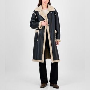 Maralyn & Me Long Faux-Shearling-Trimmed Coat NWT
